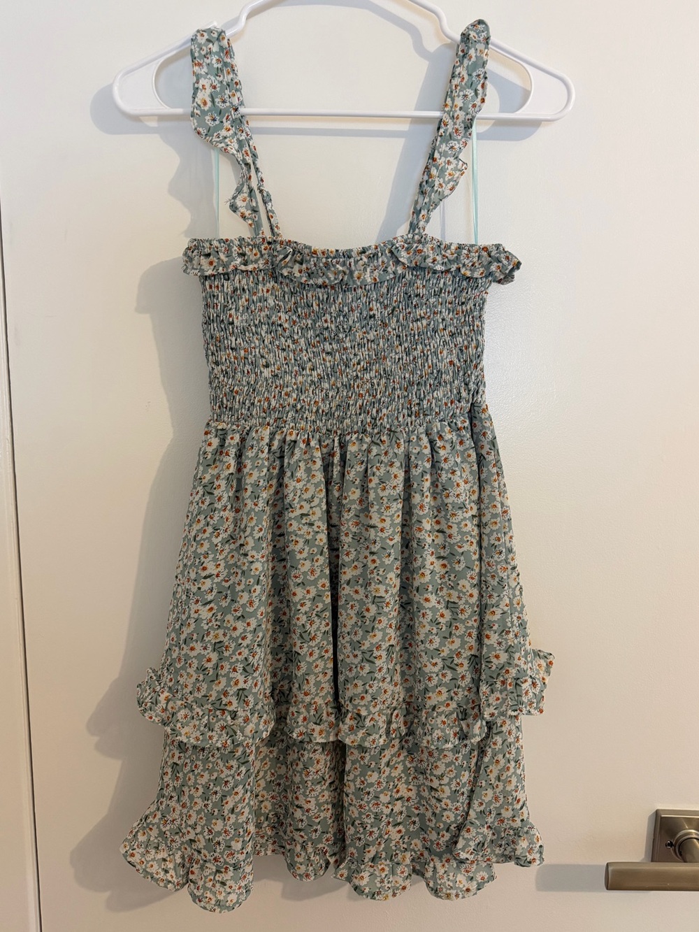 Smocked Floral Sundress in Sage Green